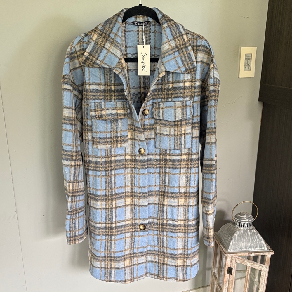 NWT Simplee Oversized Plaid Shacket